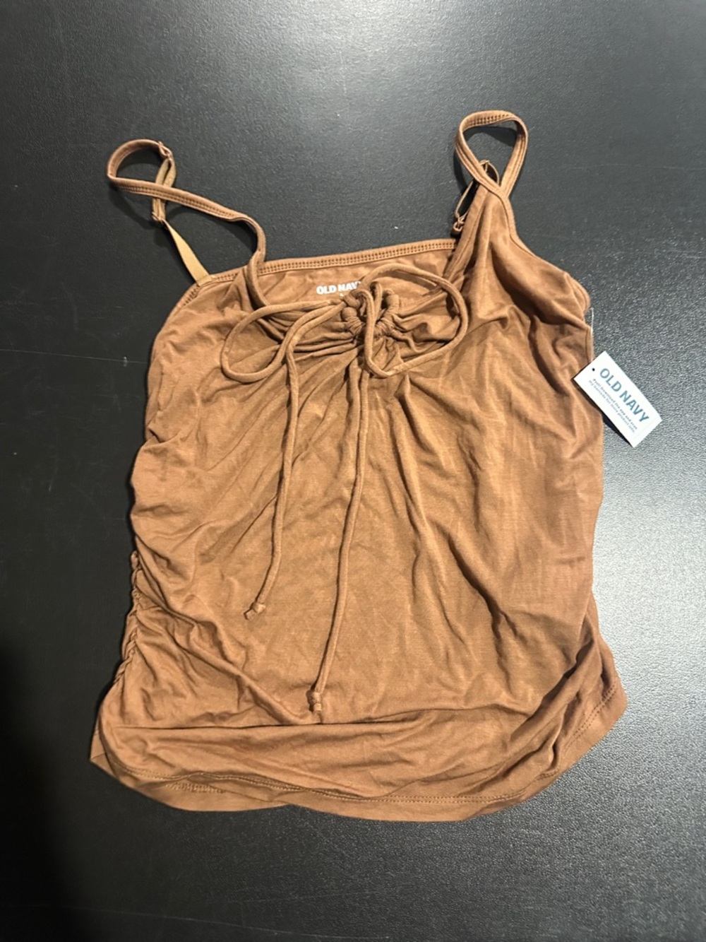 Old Navy Brown Ruched Tie-Front Cami Top